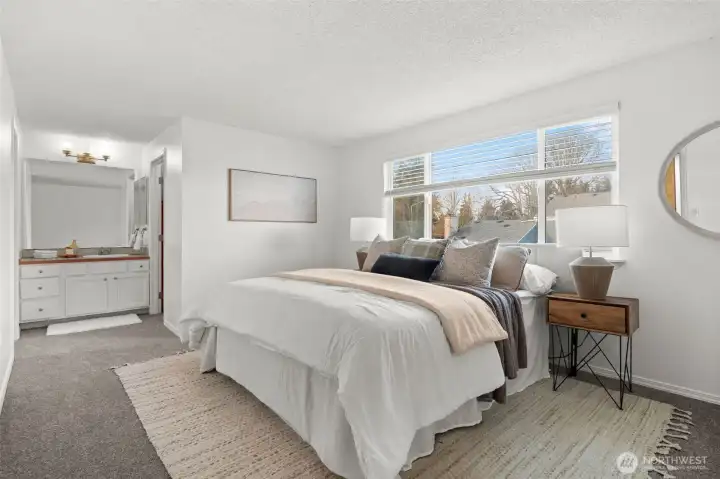 primary bedroom overlooking courtyard