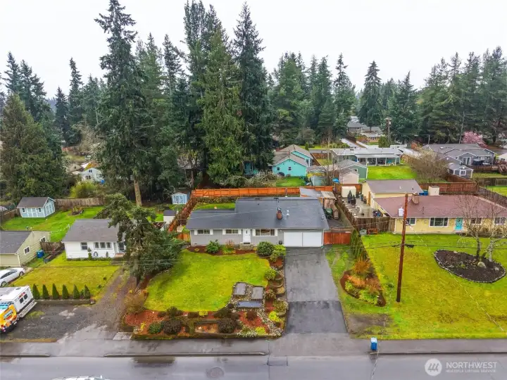 Aerial view of the property.