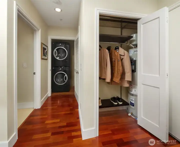 Front closet and view of the In-Unit Laundry.