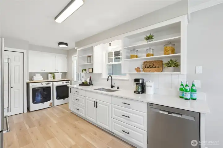 The kitchen has been fully remodeled with a modern, functional design.