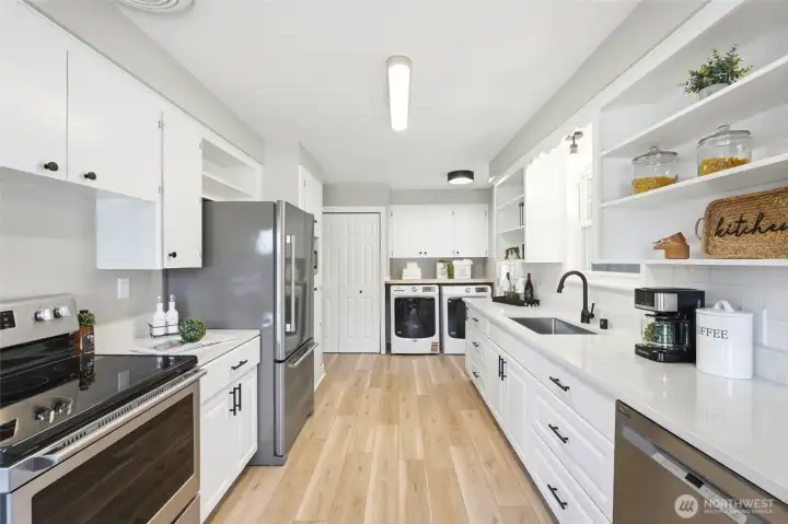 Quartz countertops provide a sleek and durable workspace.