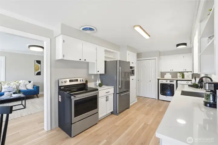 New stainless steel appliances bring a polished, updated finish.