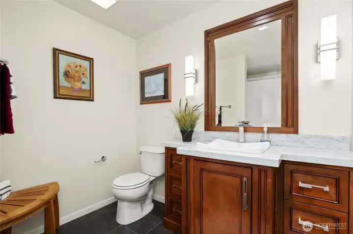 Custom Vanity with Carrara Top
