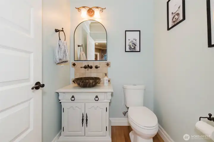 Even the guest bath reflects the home's attention to detail, with stylish finishes and timeless craftsmanship.