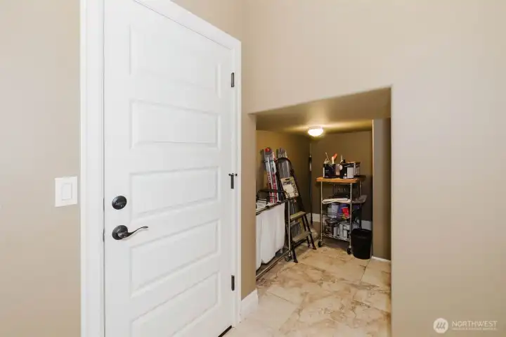 Rare walk-in storage space provides plenty of room for seasonal décor, household supplies, tools, and hobbies.