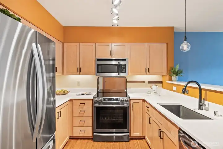Brand New Stainless Appliances with Induction Oven and Quartz Countertops