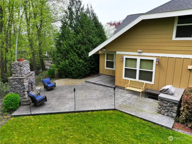 Access off the Dining to the outdoor Patio, Gas Fireplace & Creek
