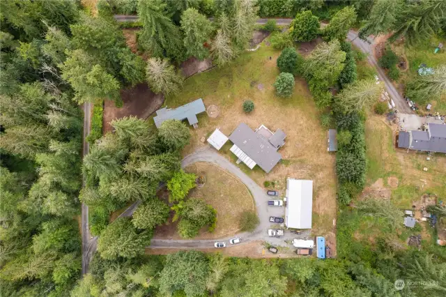 An aerial view of the entire property