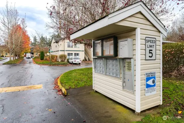 Mail box cluster is in the front of the cul-de-sac and is easy access.