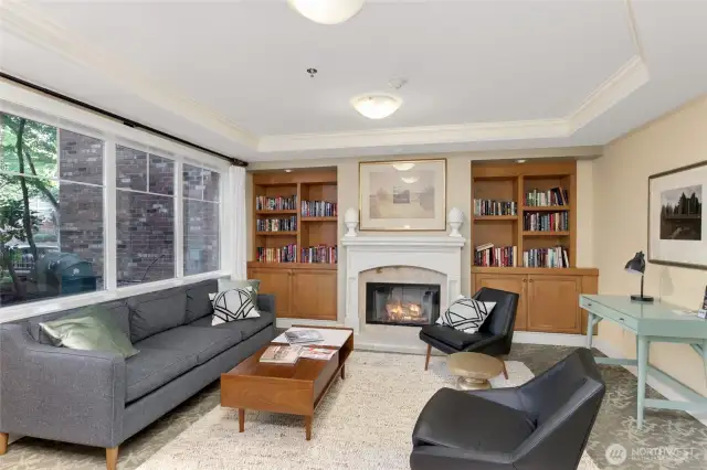 Building entry sitting area library