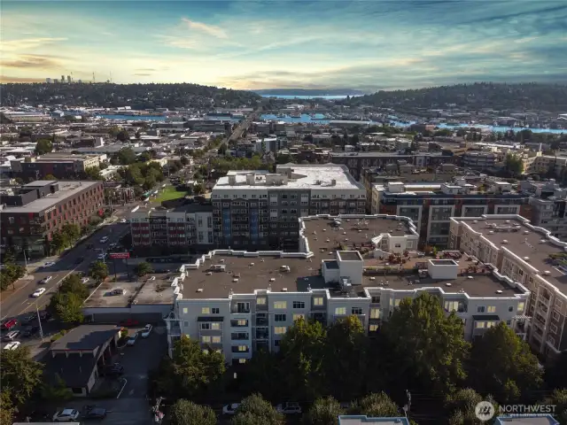Ballard Condominium building in the foreground center