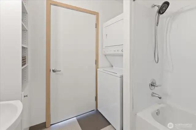 Convenient in-unit laundry.