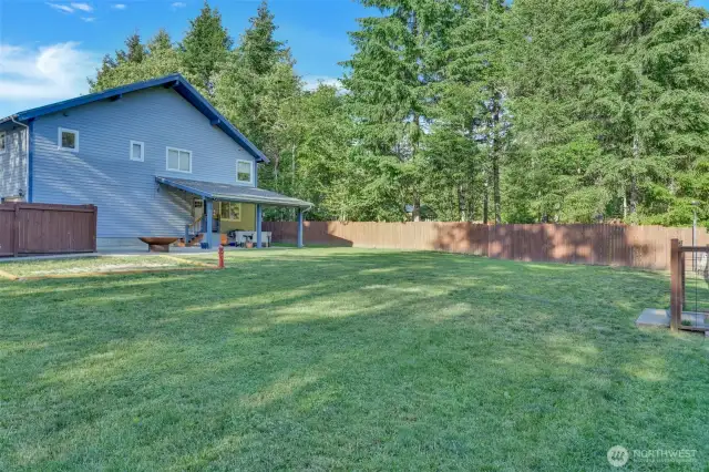 Fully fenced backyard