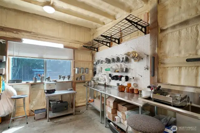 Gym accessory workroom, plumbed and ready for crafting, canning, explore your options for home based businesses!