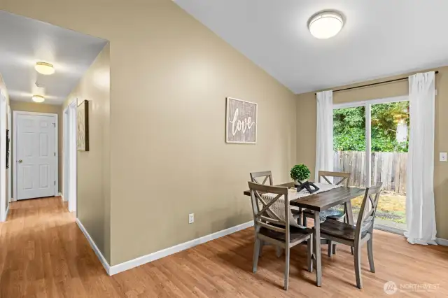 Territorial views off dining. Slider door to backyard and patio.