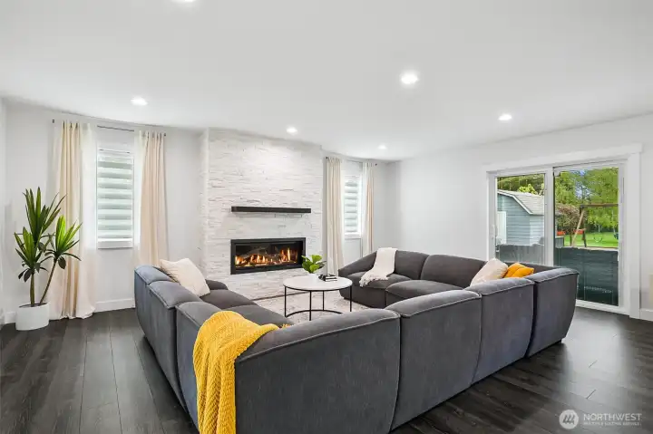 Fireplace, Door to outside patio