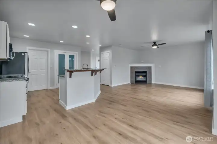 Wide open concept from living, dining, and kitchen.