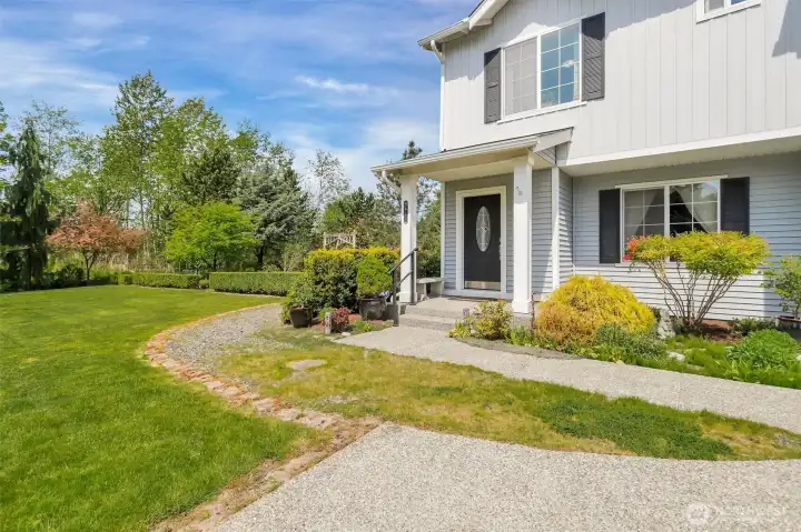The front yard is well maintained