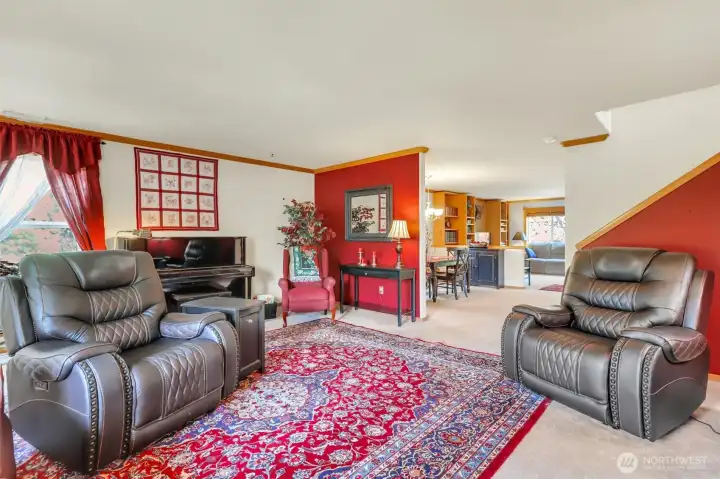 This first main living room area greets you with a cozy, welcoming feel.