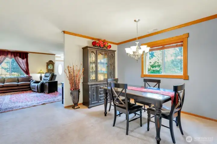 Formal dining area with space for a large table and chairs