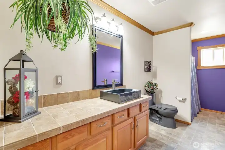 The full bathroom on the 2nd floor is spacious and bright