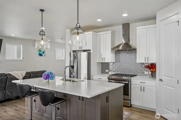 Dedicated pantry space helps keep countertops clutter-free and the kitchen functional and efficient