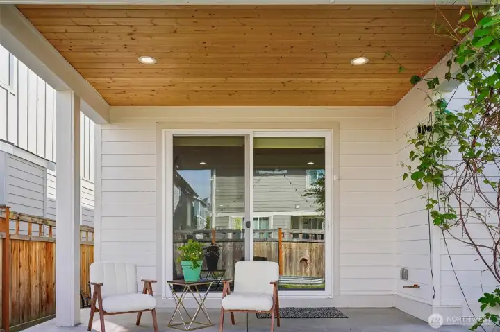 Covered patio creates the perfect space for relaxing or entertaining outdoors