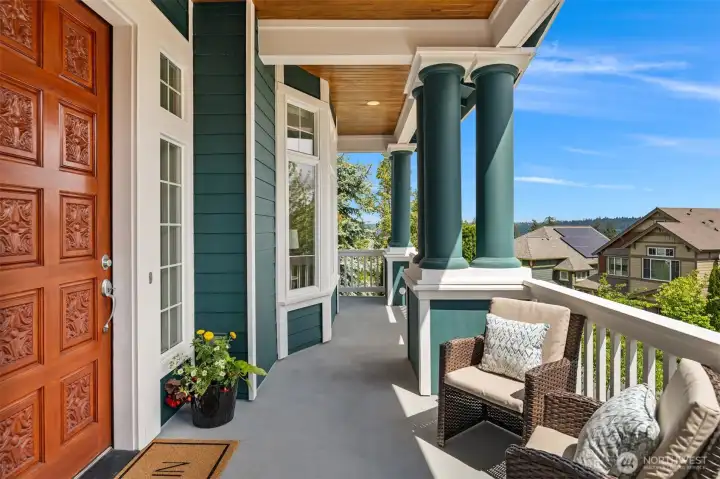 Welcoming front porch with gorgeous views