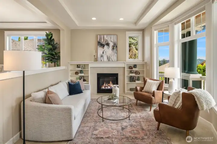 Formal living room with FP