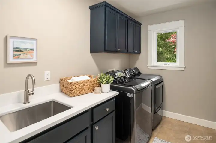 Utility room conveniently located on the second level