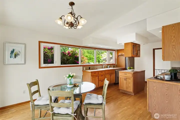 Spacious Kitchen with it's own fireplace!