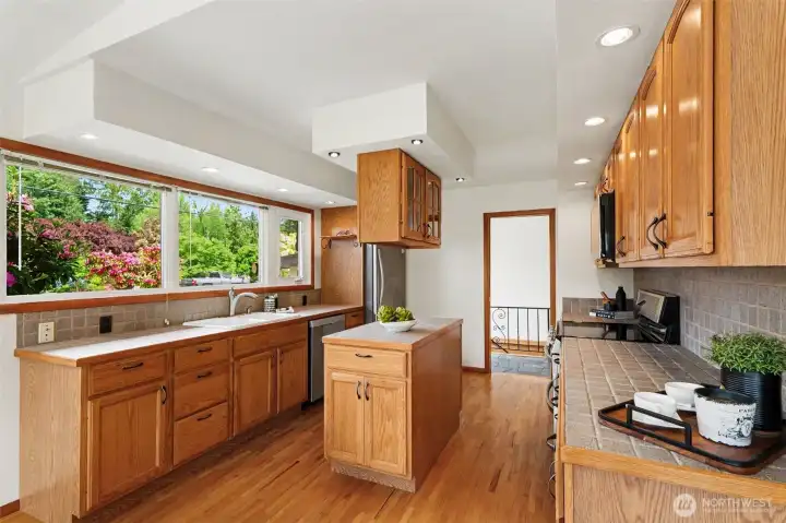 Spacious Kitchen with it's own fireplace!