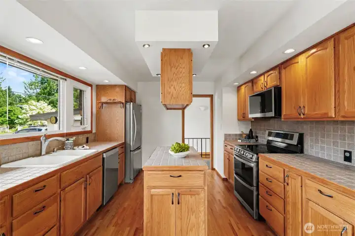 Spacious Kitchen with it's own fireplace!