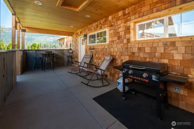 Covered porch with north facing view of Easton Ridge.