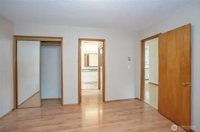 Master bedroom with a full bathroom.