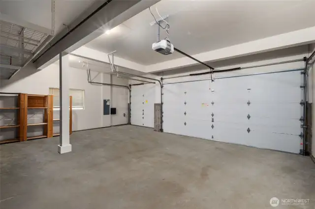 Oversized 3 car garage. Freshly painted and complete with overhead storage.