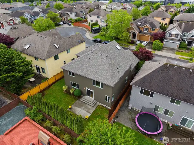 View of the home from above.  New roof and exterior paint handsomely clad this home.