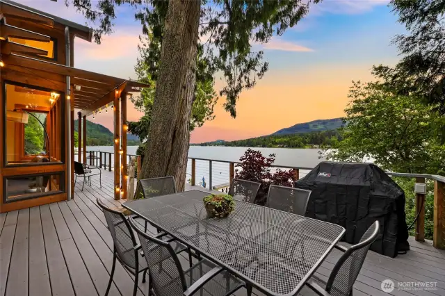 Take in the breathtaking Lake Samish sunset while using the BBQ.