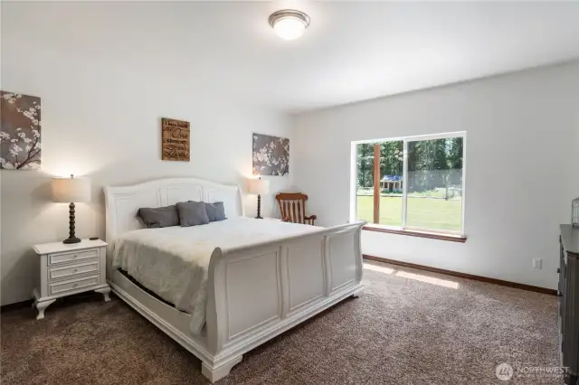 Desirable split bedroom floorplan features this relaxing primary separated from other bedrooms, providing added privacy.