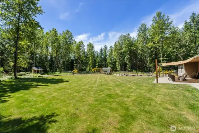 Straight ahead is a fully fenced area for all your farm friends.