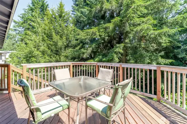 Relax with coffee on the private back deck