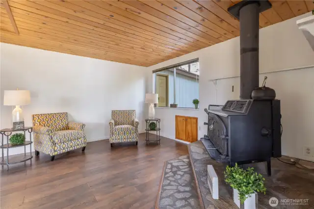 Fireplace in the great room.