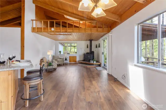 Open Vaulted ceiling.
