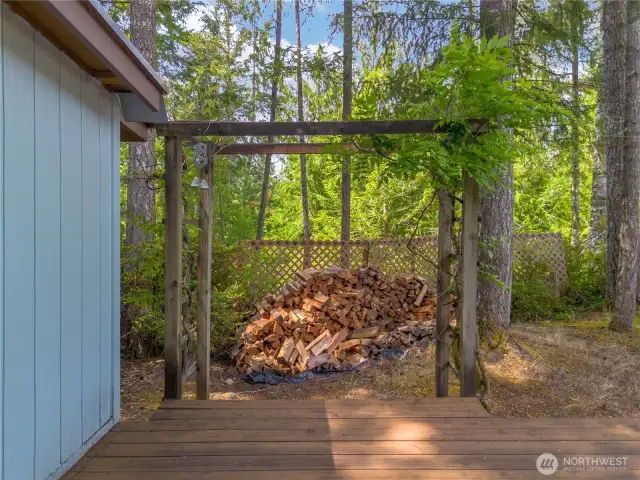 Wood storage area.