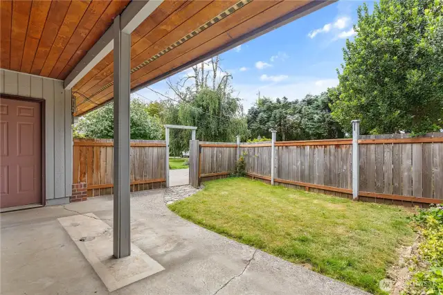 Small fenced area looking from the front door.
