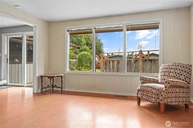 Living room looking out into the backyard.