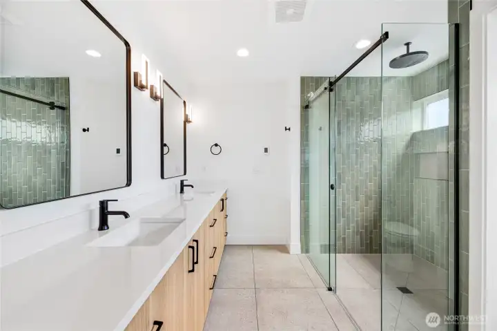 Primary bath. Heated floors and curb less shower (also heated floor)