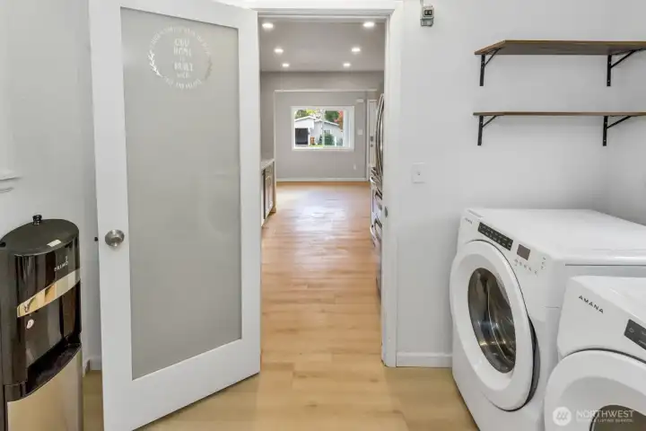 Laundry room looking into the kitchen