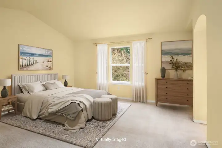 Primary Ensuite with 2 Closets, 2 Vanity Sinks, & Soaking Tub with Separate Shower