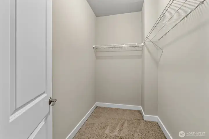 Spacious walk in closet.